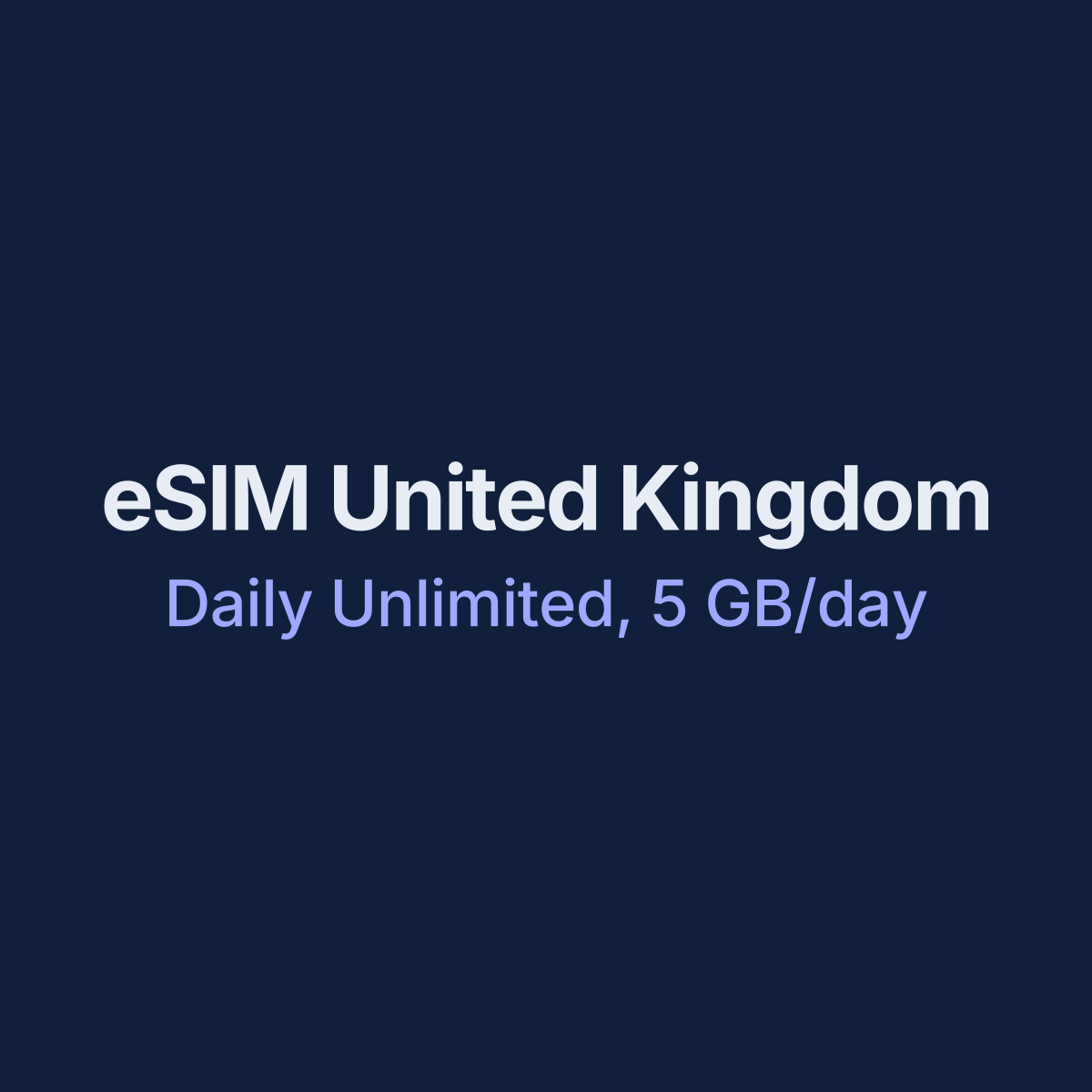eSIM United Kingdom — Daily Unlimited, 5 GB/day, 7 days